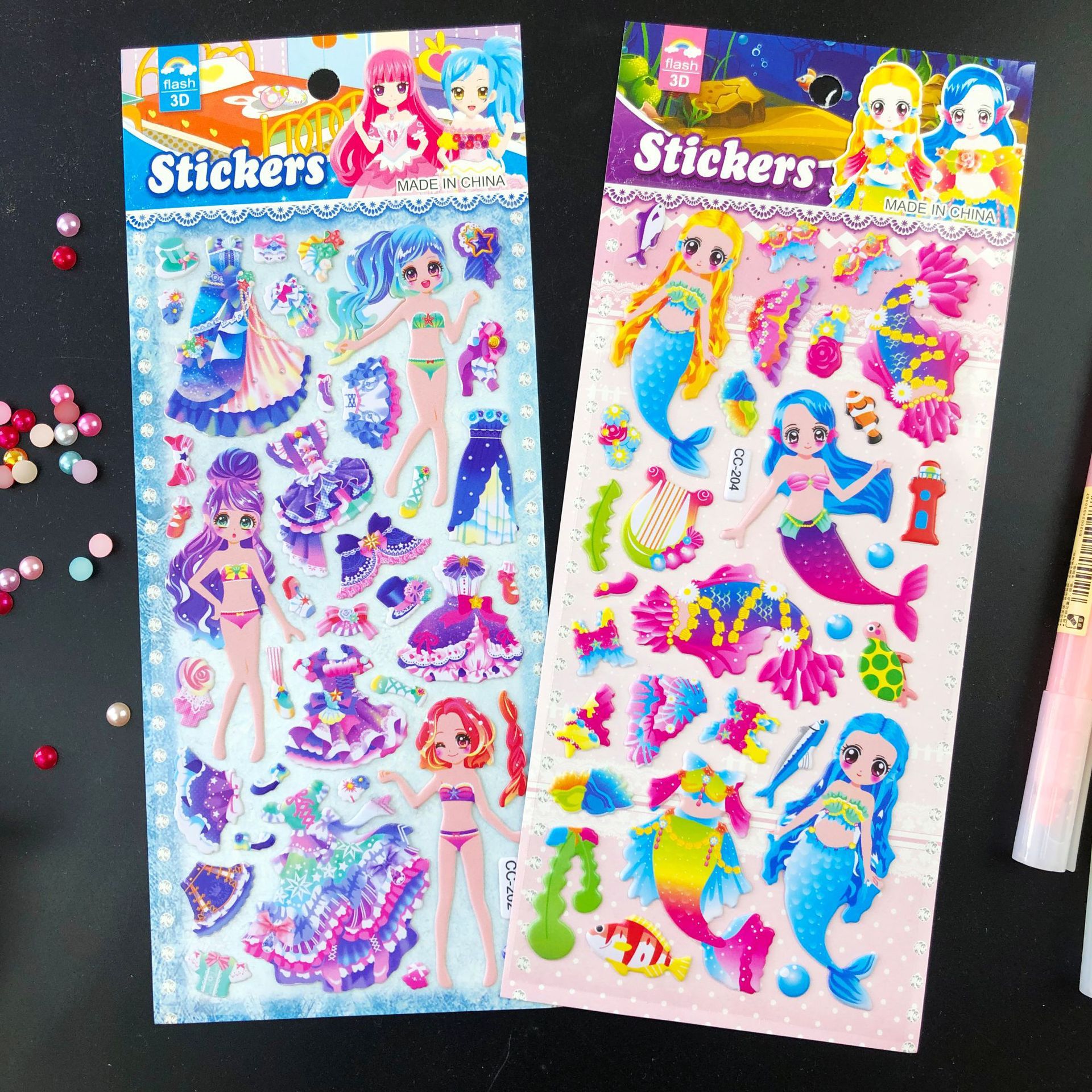 Set 5 Tờ Sticker nổi hình dáng công chúa cho bé gái