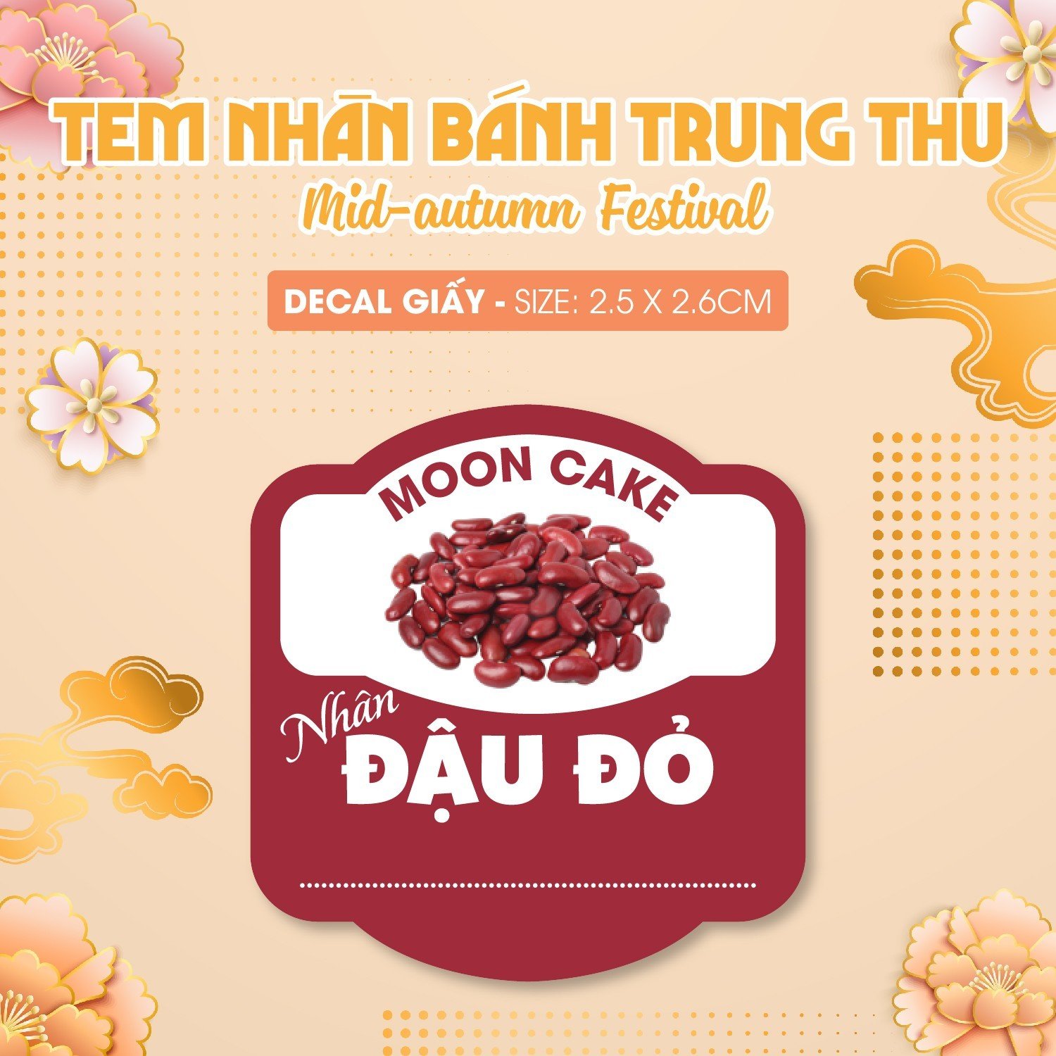 Tem Dán mẫu Hình - Nhãn Dán Nhân Bánh trung thu - Mới