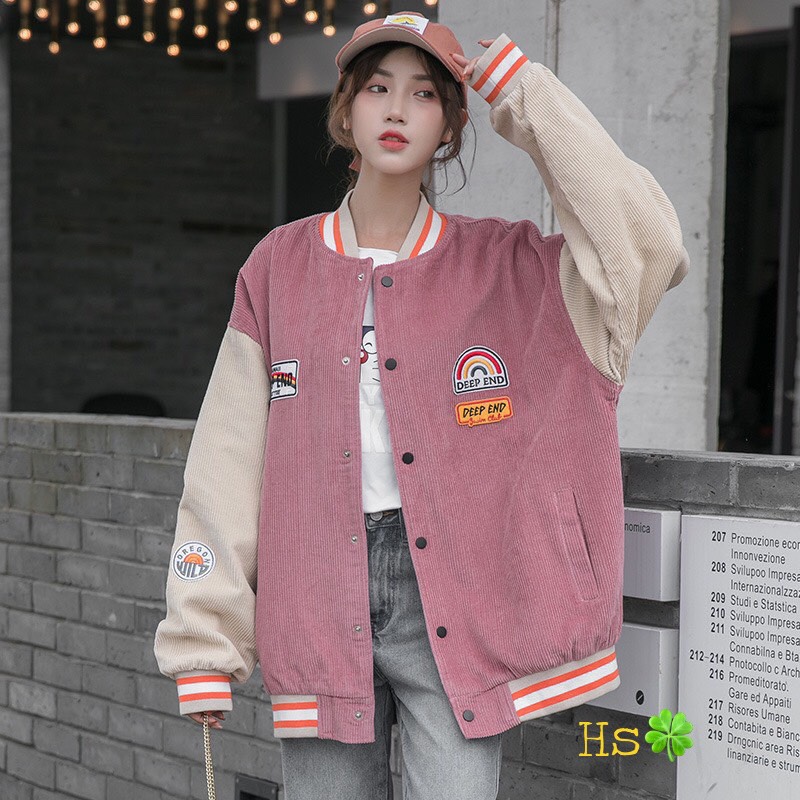 Áo local brand Bomber nữ nhung cầu vồng End