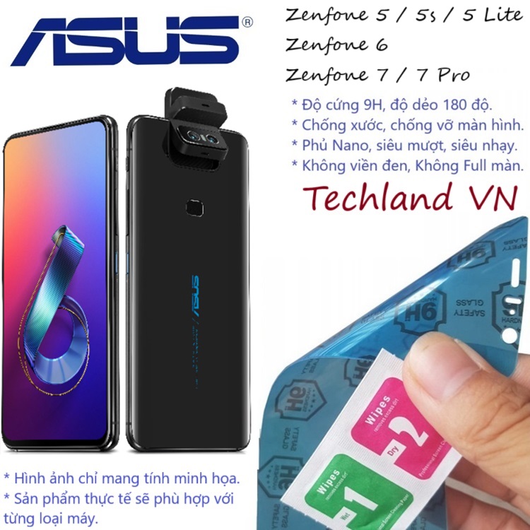 Cường Lực Phủ Nano Asus Zenfone 5 / 6 / 7 / 5s / 5 Lite / 7 Pro - Trong Suốt, Không Full Màn, Không Viền Đen