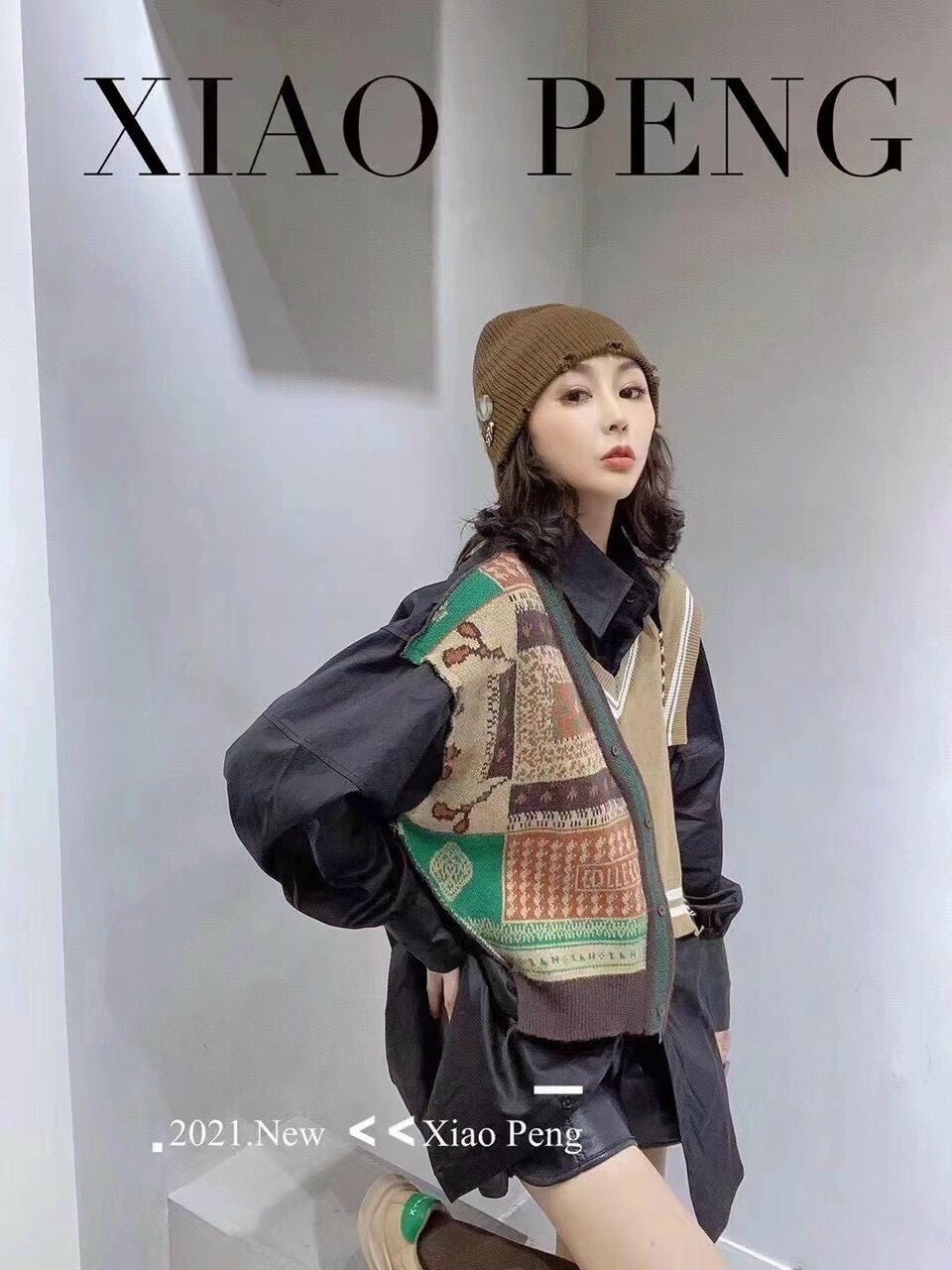 Áo sơ mi pha len thổ cẩm oversize cá tính