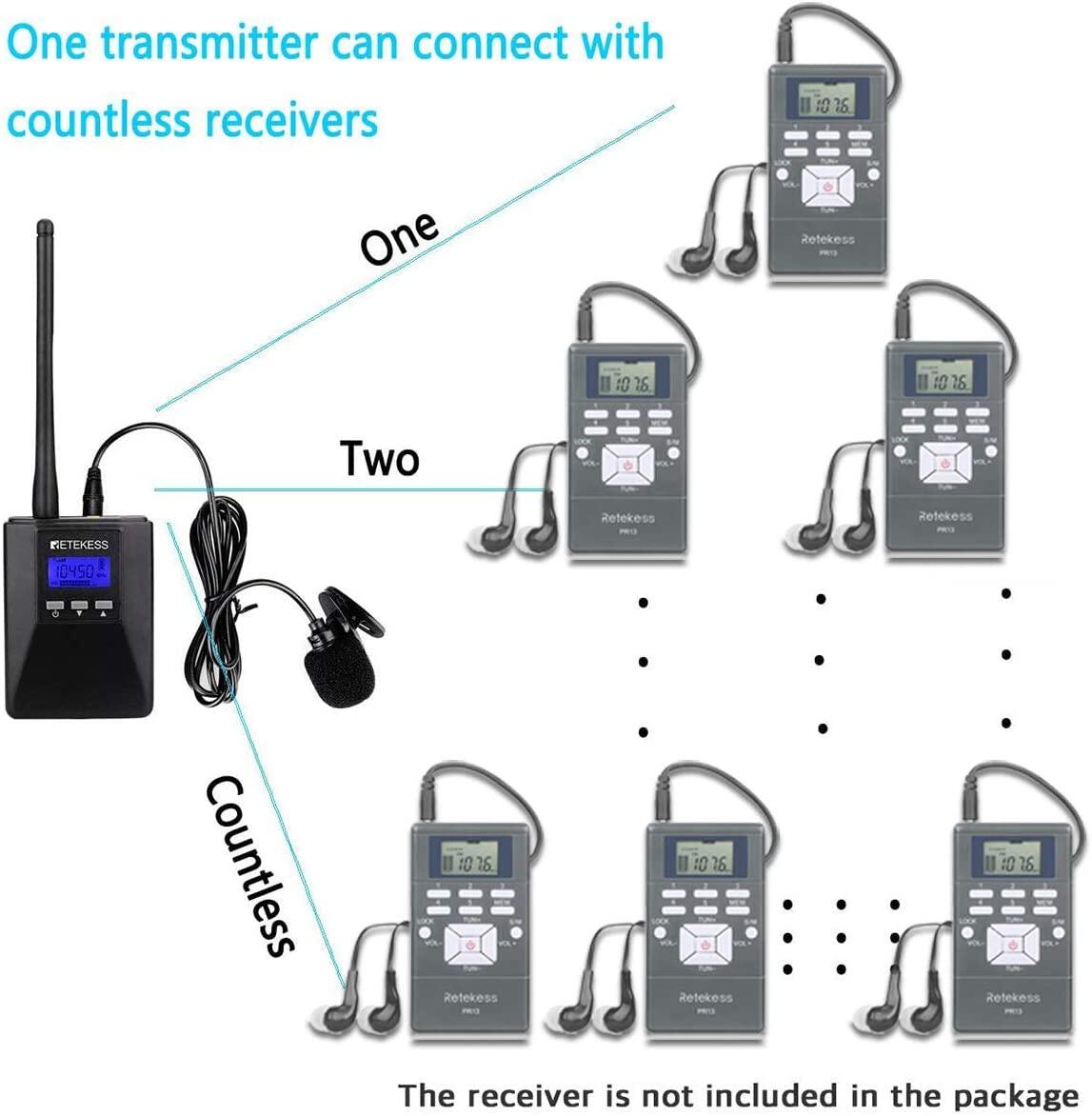 Retekess Máy Phát FM Di Động TR506, Máy Phát FM Công Suất Thấp Dành Cho Bãi Đỗ Xe Nhà Thờ, Đài Phát Thanh Stereo Tầm Xa 1312ft Để Quay Phim, Cả Nhà, Hướng Dẫn Viên