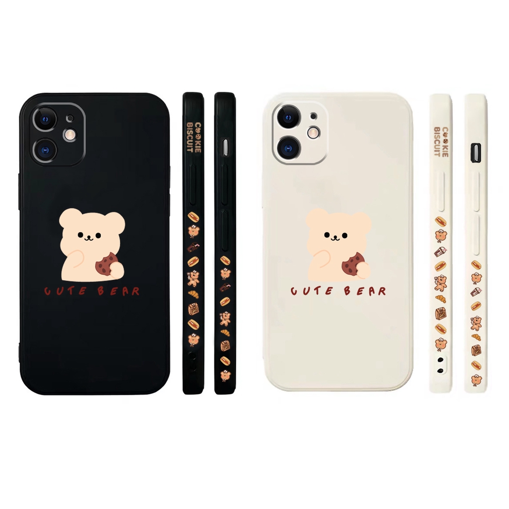 Ốp lưng iphone vuông cạnh hình gấu biscuit 6plus/6s/6splus/7/7plus/8/8plus/x/xr/xs/11/12/pro/max/plus/promax -Awifi Q4-6