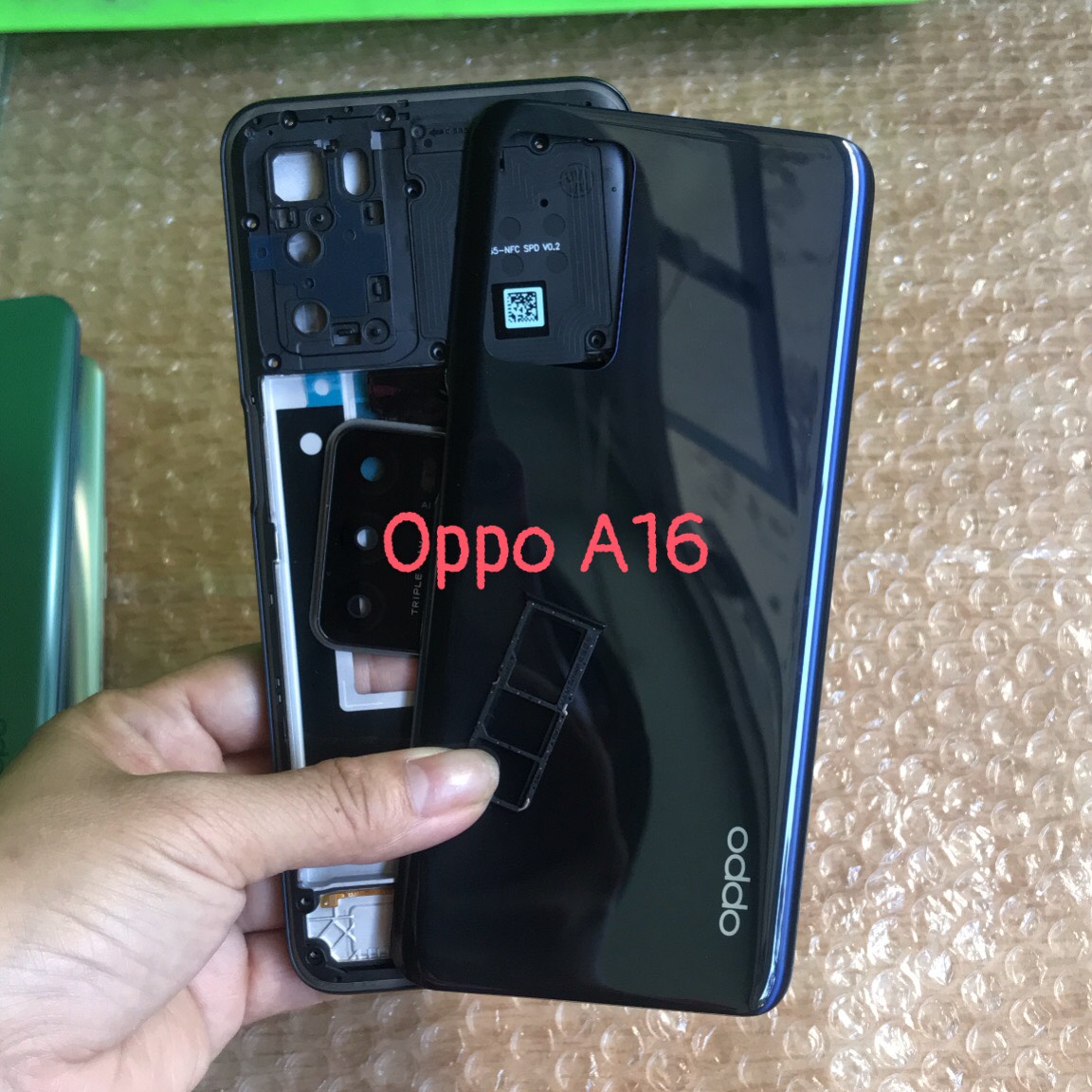 Bộ vỏ OPPO A16 zin có khay sim+kính camera