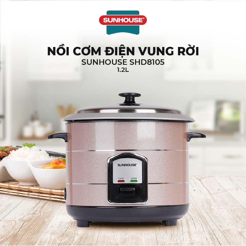 Nồi cơm điện SUNHOUSE nắp rời 1.2L SHD8105