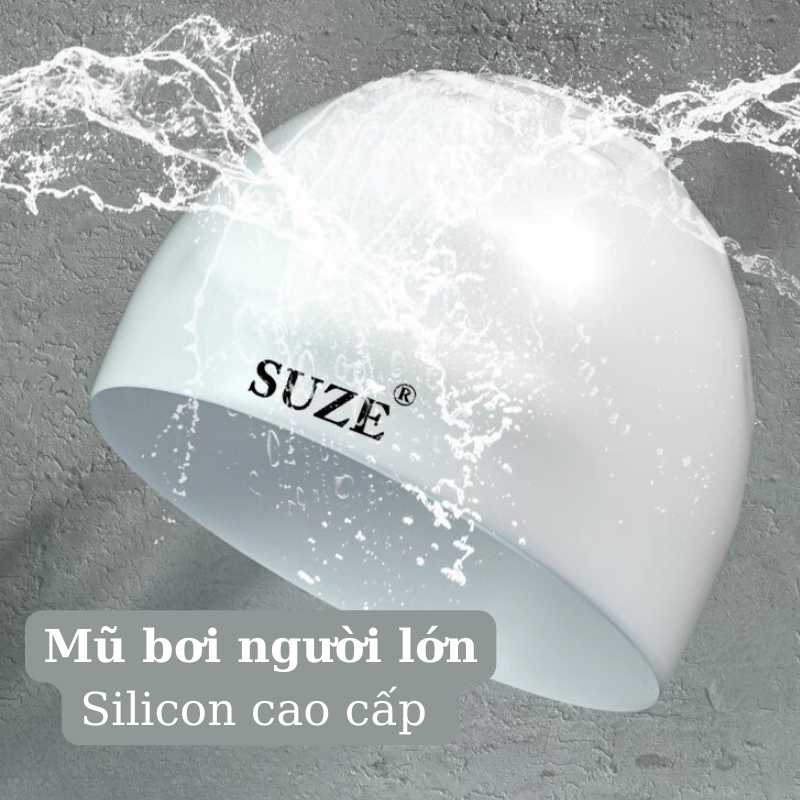 Mũ bơi người lớn cao câp, mũ bơi silicon hiệu suze chống thấm nước co dãn 4 chiều - k17 - yuke swim