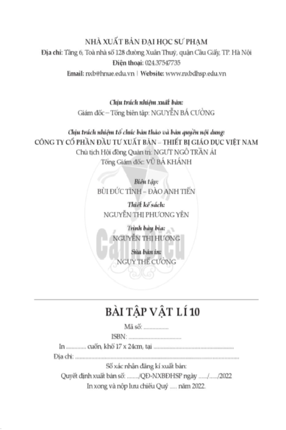 Bài Tập Vật Lí 10 - Cánh Diều