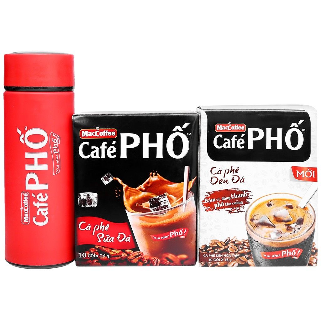 Combo cà phê PHỐ đen đá+ sữa đá tặng 1 bình giữ nhiệt