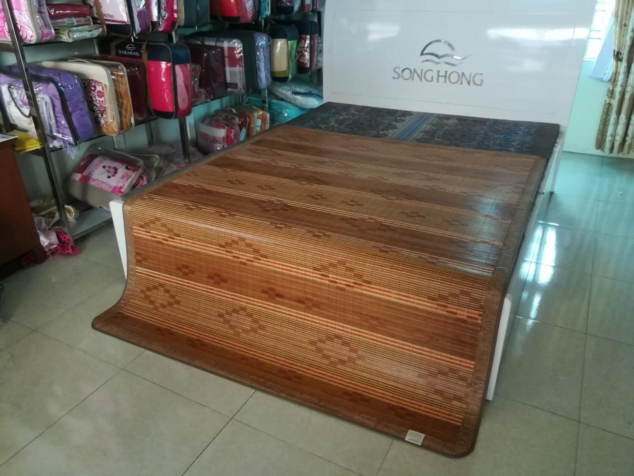 Chiếu Trúc Vân Gỗ Lót Lụa Cao Cấp 180cm x 200cm