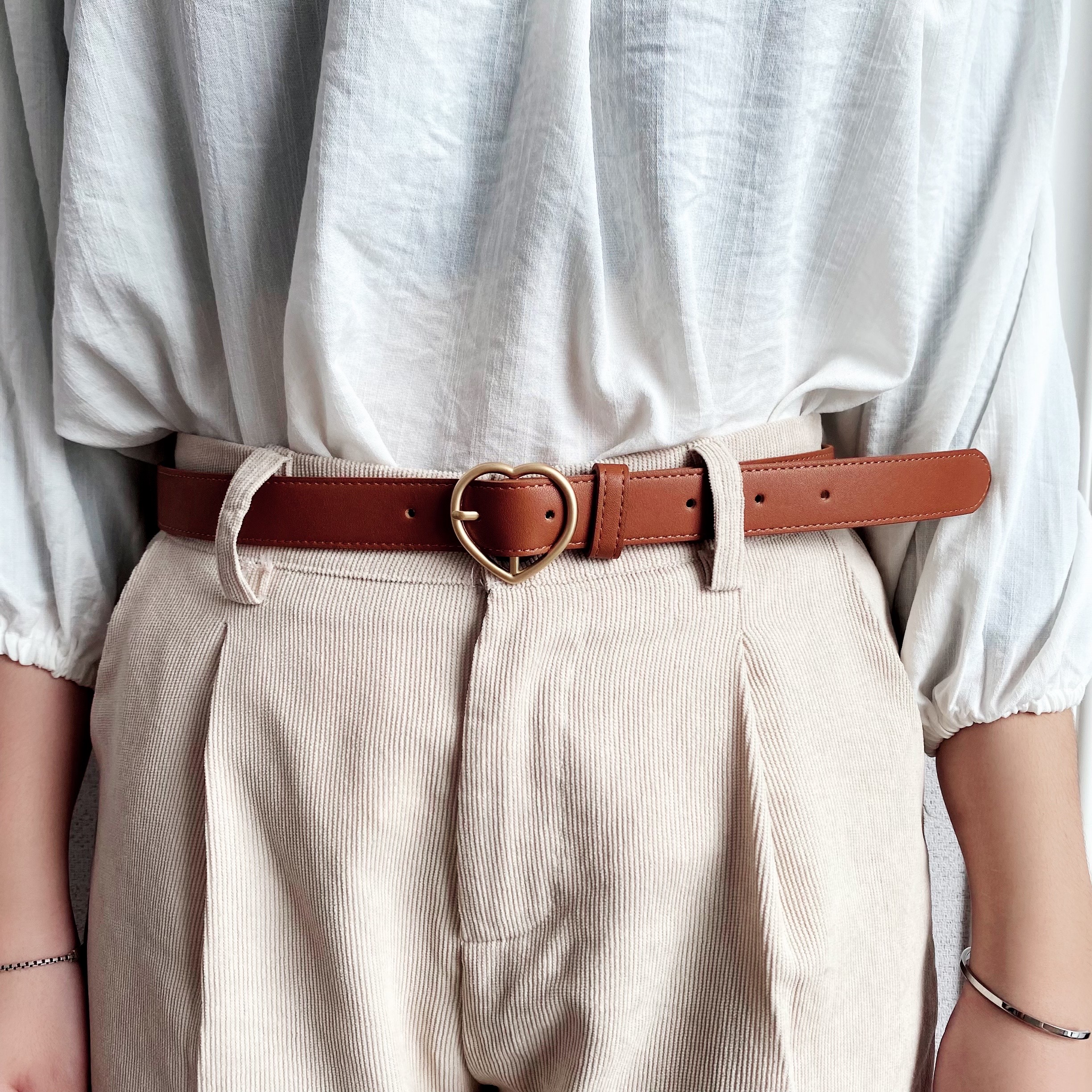 Dây nịt nữ bản to trái tim Modleaf Heart belt Hàn Quốc