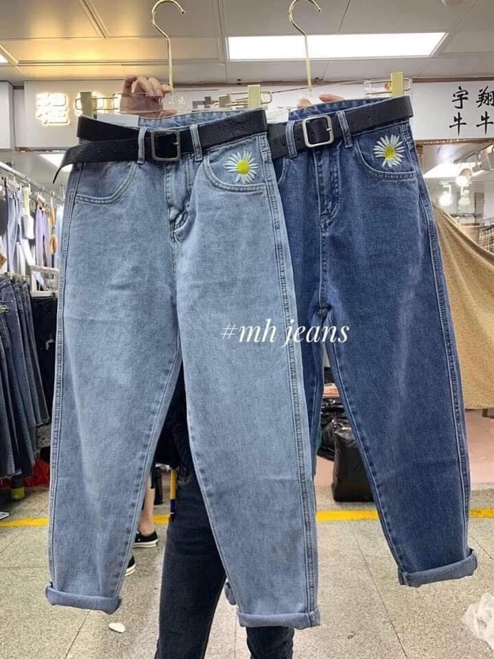 QUẦN JEAN BAGGY NỮ CHẤT BÒ XANH THẮT NƠ CHÉO LƯNG CAO NÂNG MÔNG HÀN QUỐC