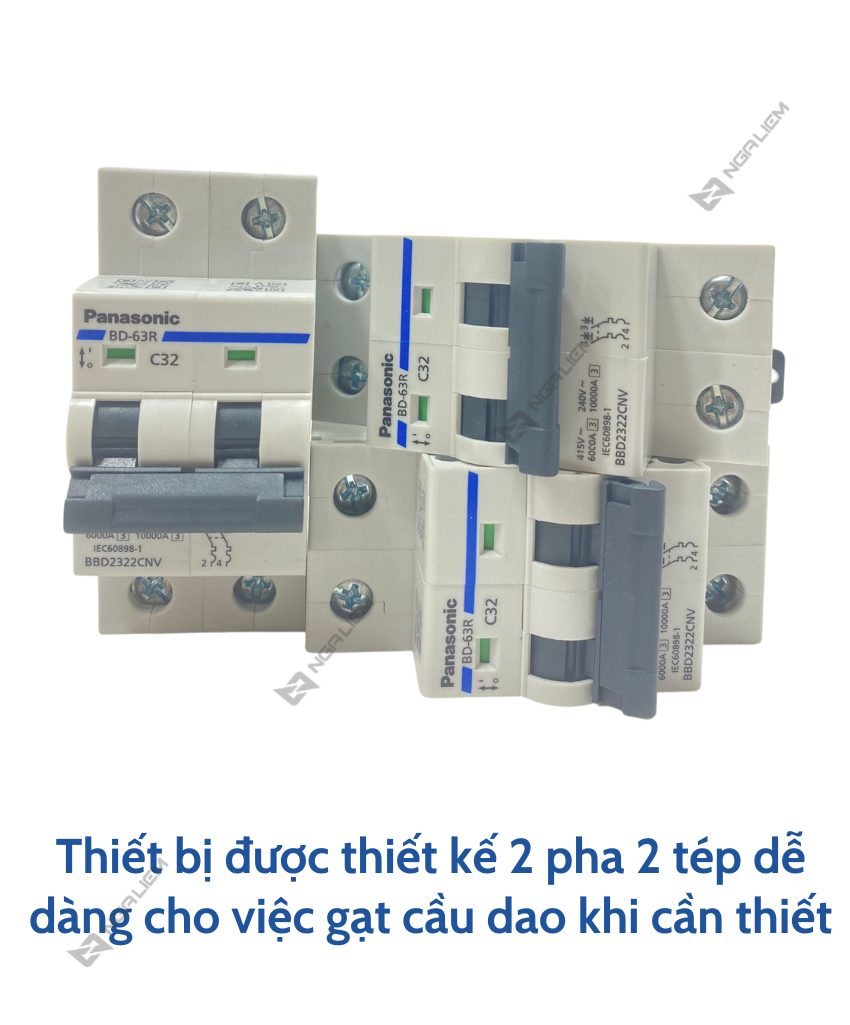 CB 2 Tép (2 Pha) 16A, 20A, 25A, 32A, 40A, 50A, 63A PANASONIC (BBD_CNV)