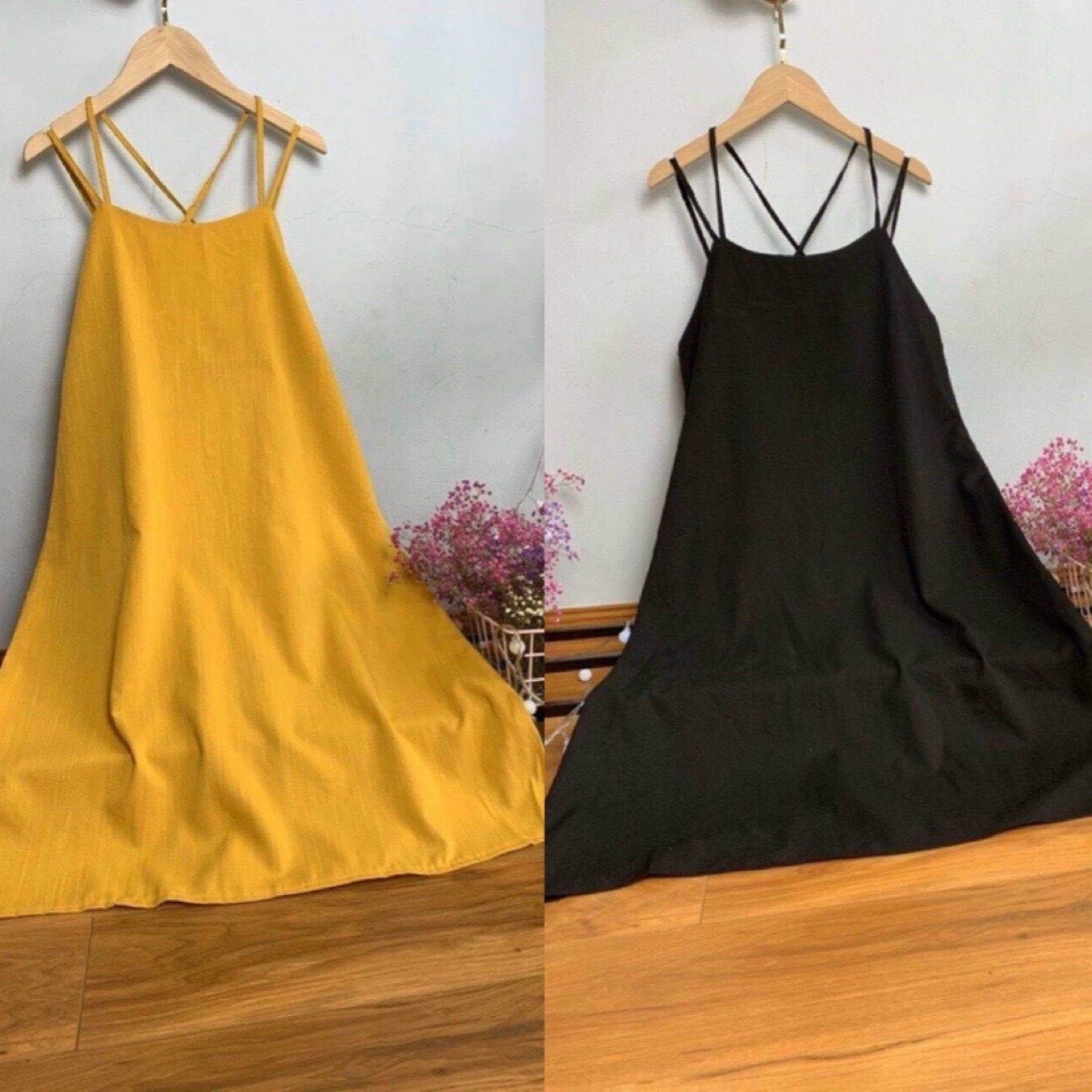 Váy Maxi 2 dây ĐAN CHÉO đi biển chất đũi lụa mềm mại