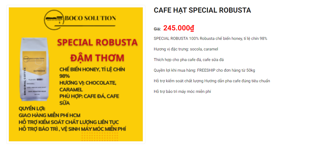Cafe Hạt Pha Máy Special Robusta