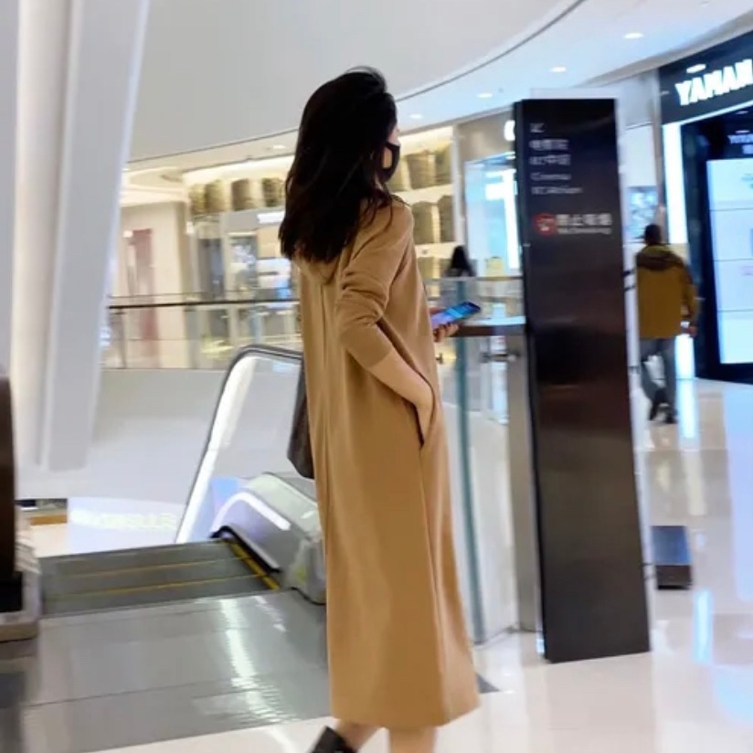 Đầm Hoodie Basic 2 Màu Dáng Dài Túi Bên Sườn