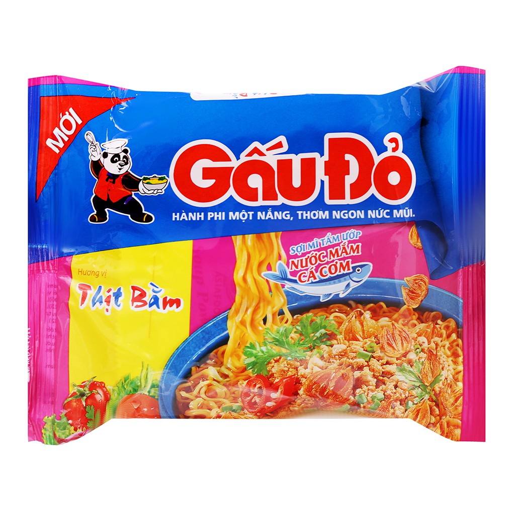 Thùng 30 gói mì Gấu Đỏ thịt bằm 63g