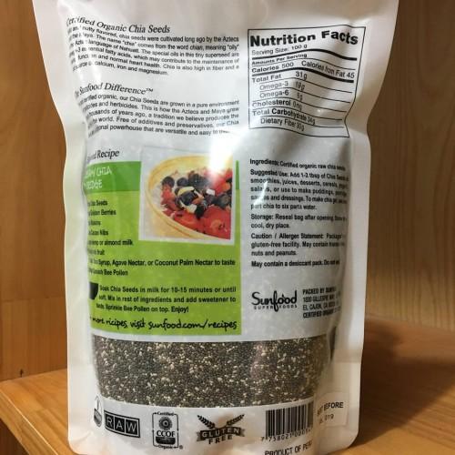 HẠT CHIA MỸ SUNFOOD TÚI 454GR (loại hạt màu đen)