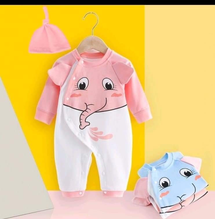 Set body dài tay kèm mũ cotton cao cấp, họa tiết ngộ nghĩnh tặng Mũ cho bé sơ sinh 3-12kg