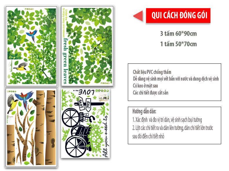(Size Lớn) Decal dán tường BIG TREE HPM1098 Sticker Tranh Dán Tường -Decal dán tường cây xanh ,Decal dán tường hoa lá