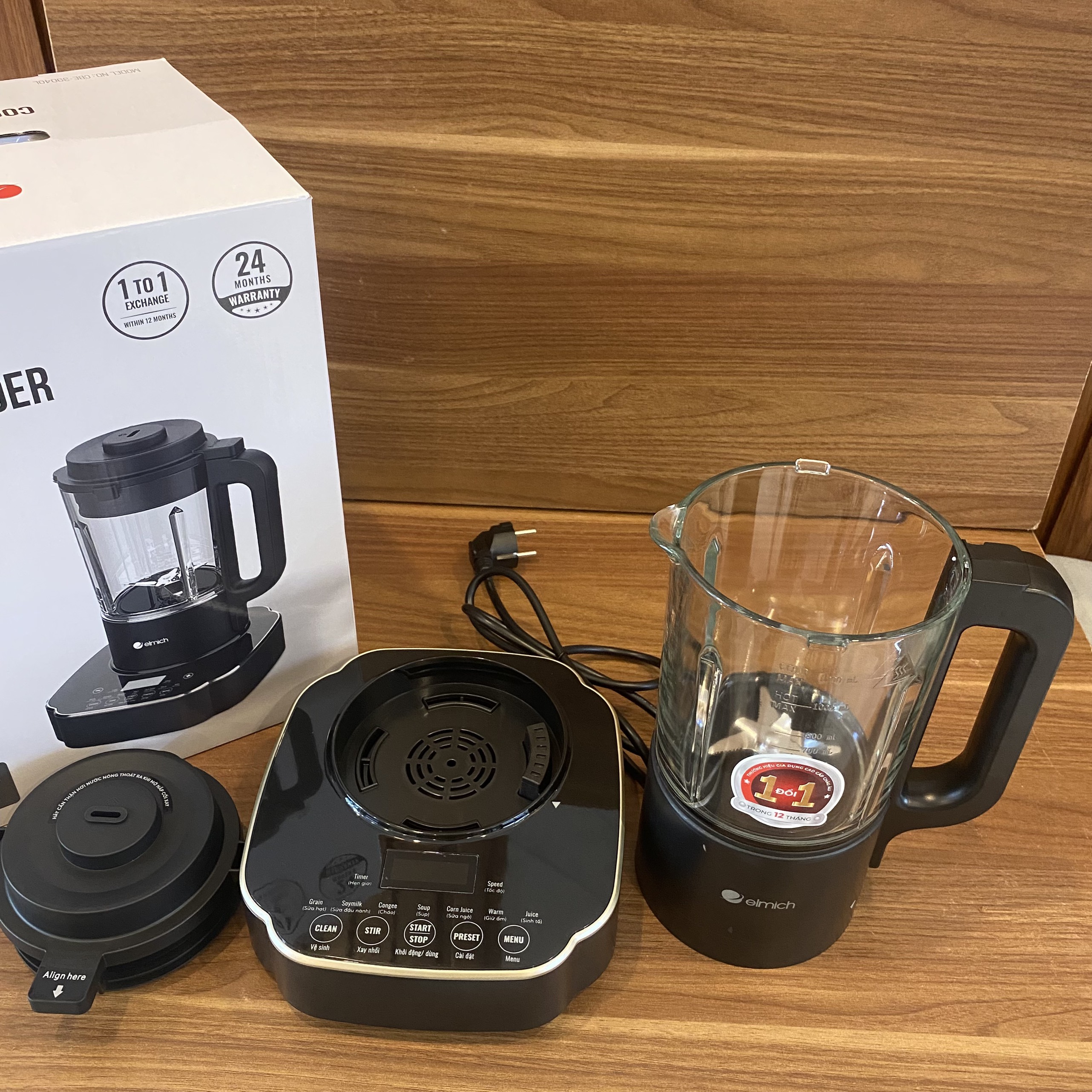 Máy làm sữa hạt Elmich 4023904OL ( Dung tích cối xay 1.2L, Công suất xay và nấu 800W, Bảo hành 24 tháng)