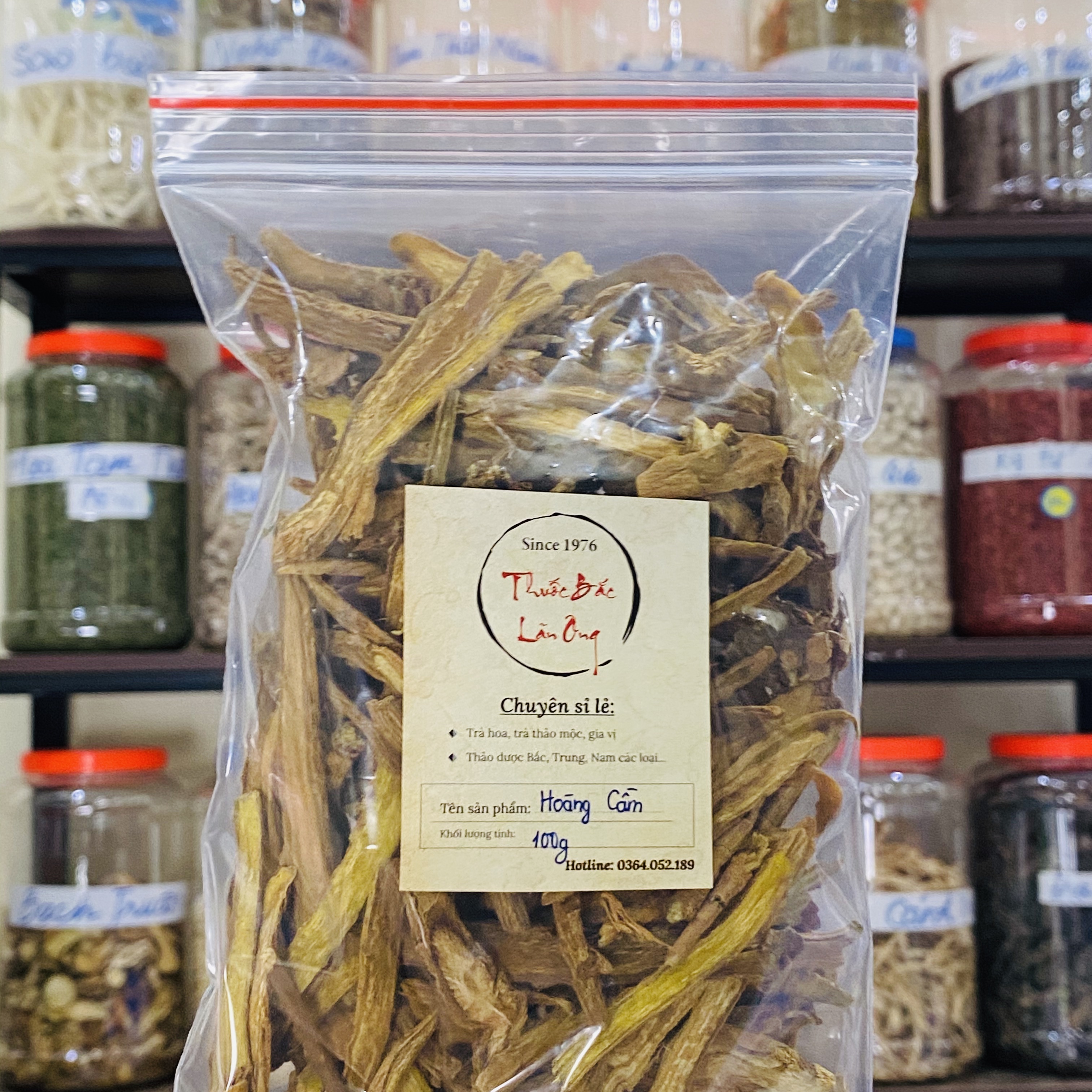 Hoàng cầm khô 100g, thái lát mỏng, thơm, sạch - Lãn Ông