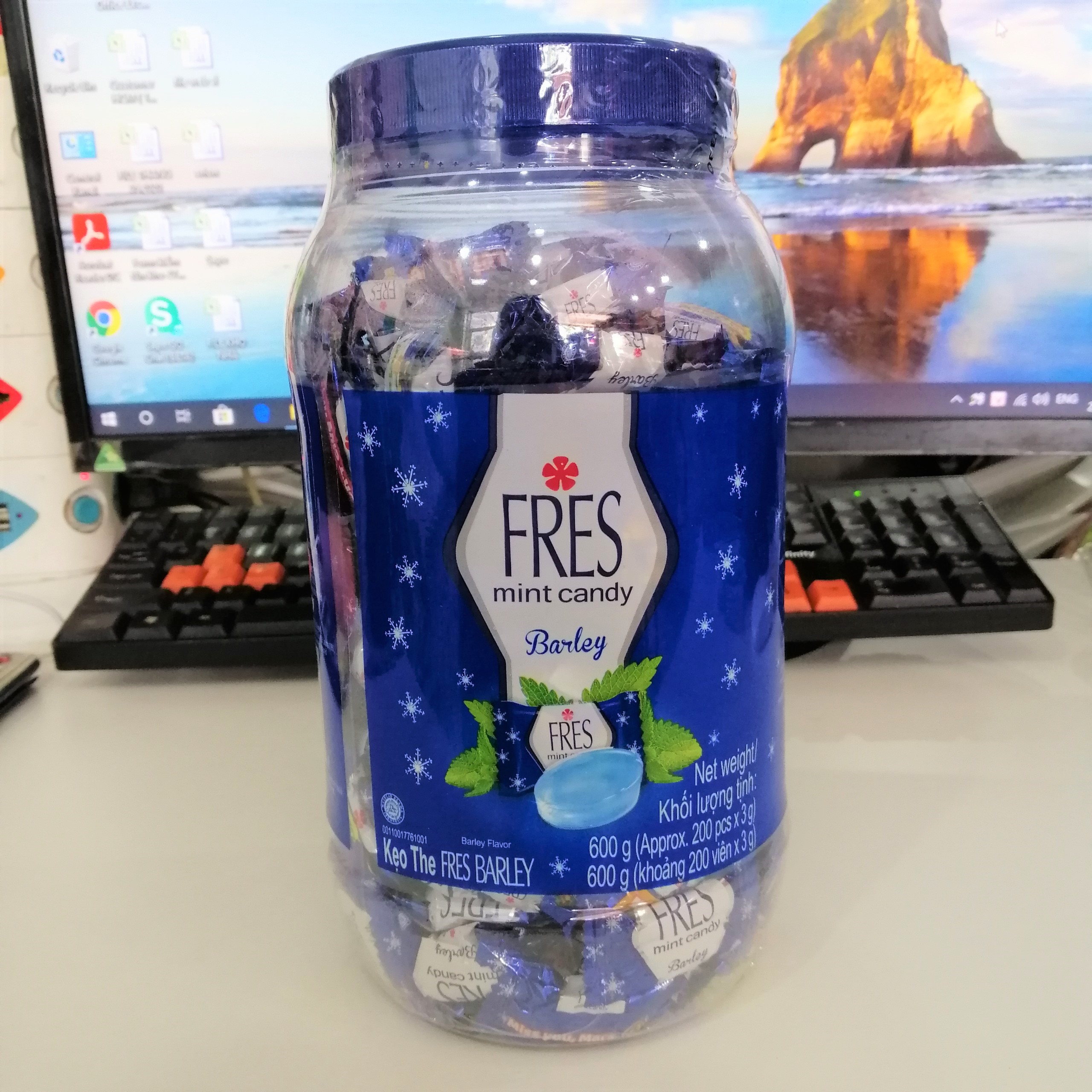 Kẹo The Bạc Hà Lúa Mạch Fres Barley Mint Candy (Hủ 600g)