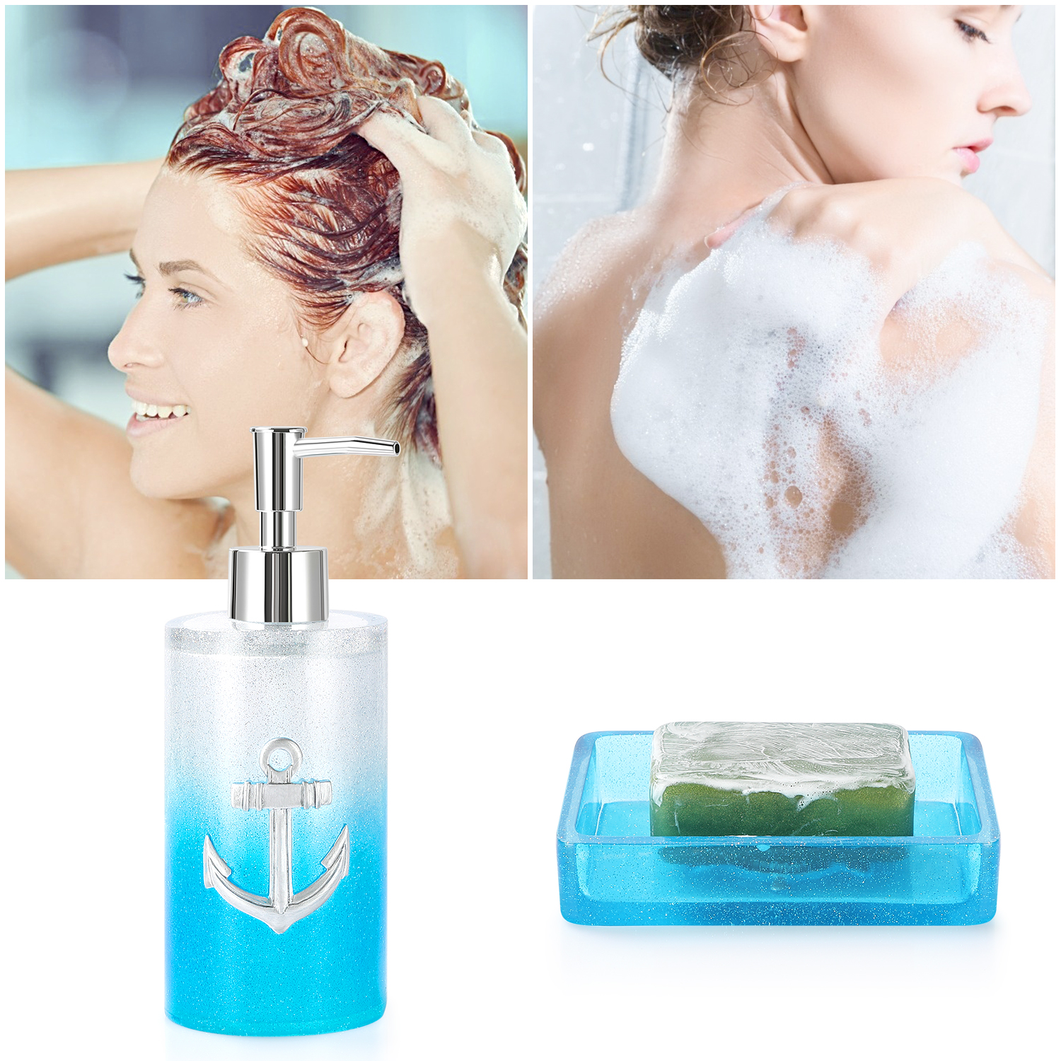 Bộ đồ dùng nhà tắm set 5 món hình mỏ neo