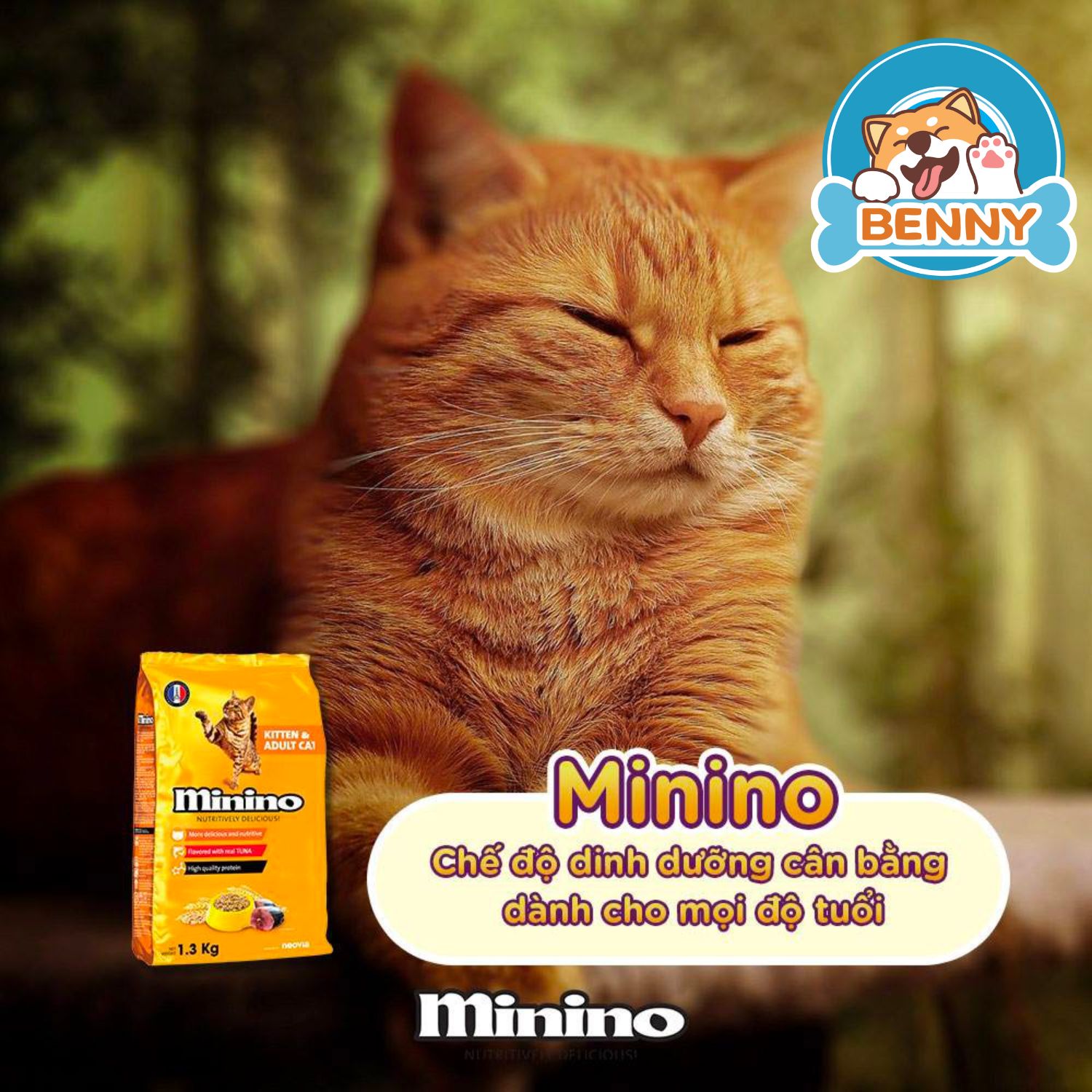 Hạt Cho Mèo Mọi Lứa Tuổi - Minino Vị cá ngừ 1.3Kg
