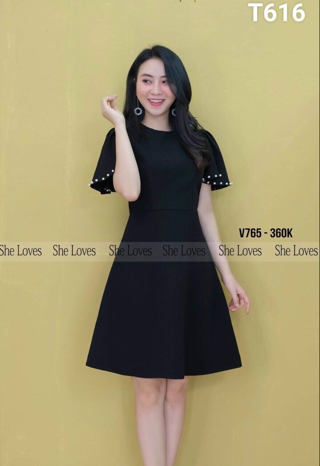 Đầm xoè tay cườm quá đẹp dạo phố T616