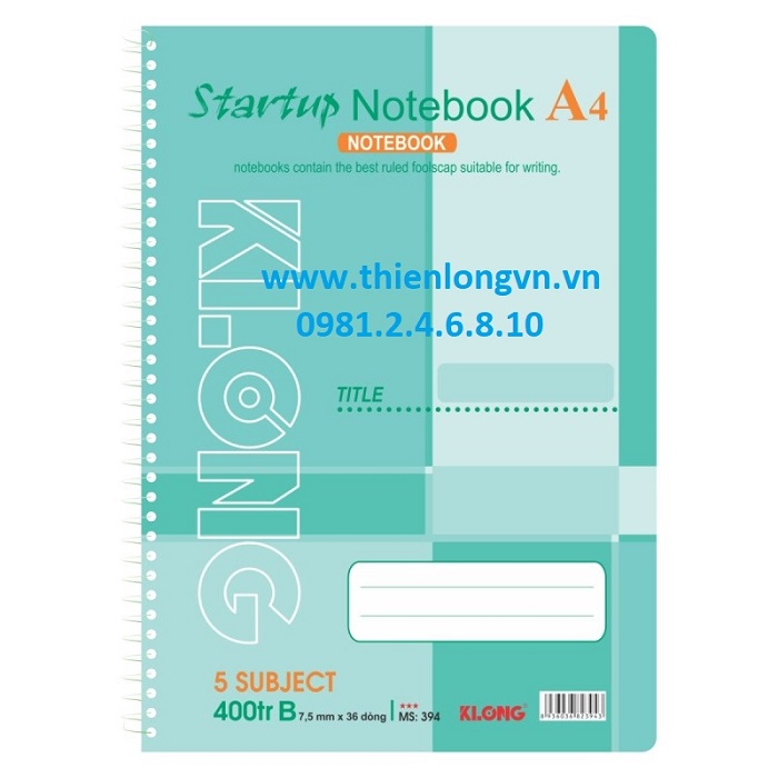 Sổ lò xo đơn A4 - 400 trang; Klong 394