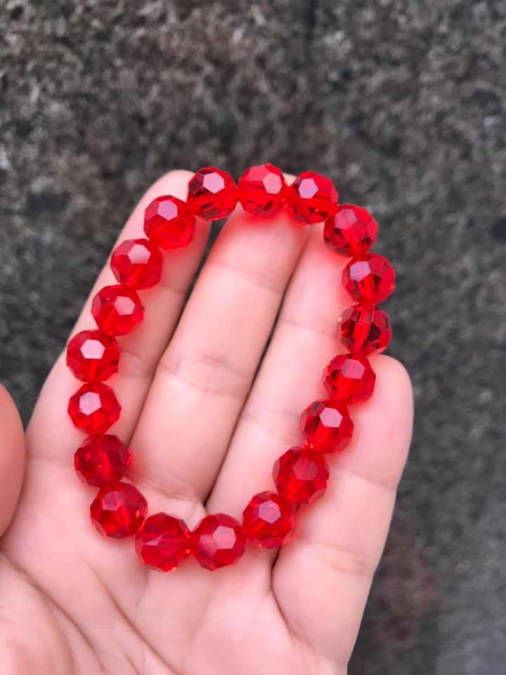 [HCM]VÒNG  PHA LÊ ĐỎ CẮT GIÁC HẠT 10LY