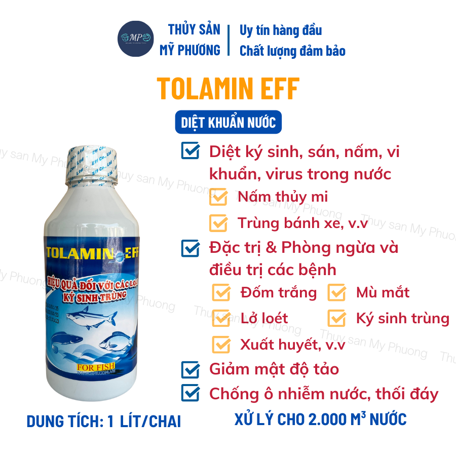 Sát trùng nước Tolamin chuyên diệt nhiễm khuẩn nấm cho cá lươn ếch ốc ba ba tôm thẻ