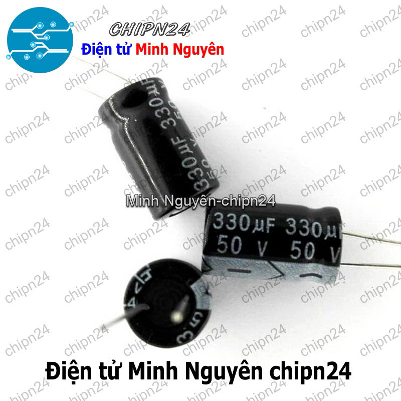 [5 con] (F255) Tụ hóa 330uF 50V Đen (10x17mm) - HH003273