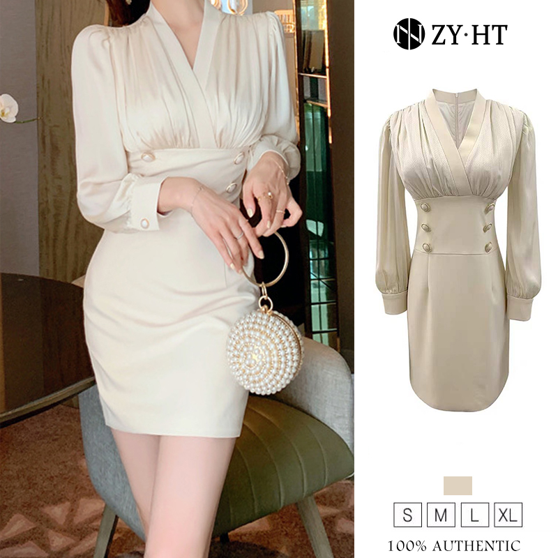 ZYHT eravogue đầm dự tiệc sang trọng đầm nữ dễ thuong váy dự tiệc đám cưới cổ chữ v công sở thời trang 4248