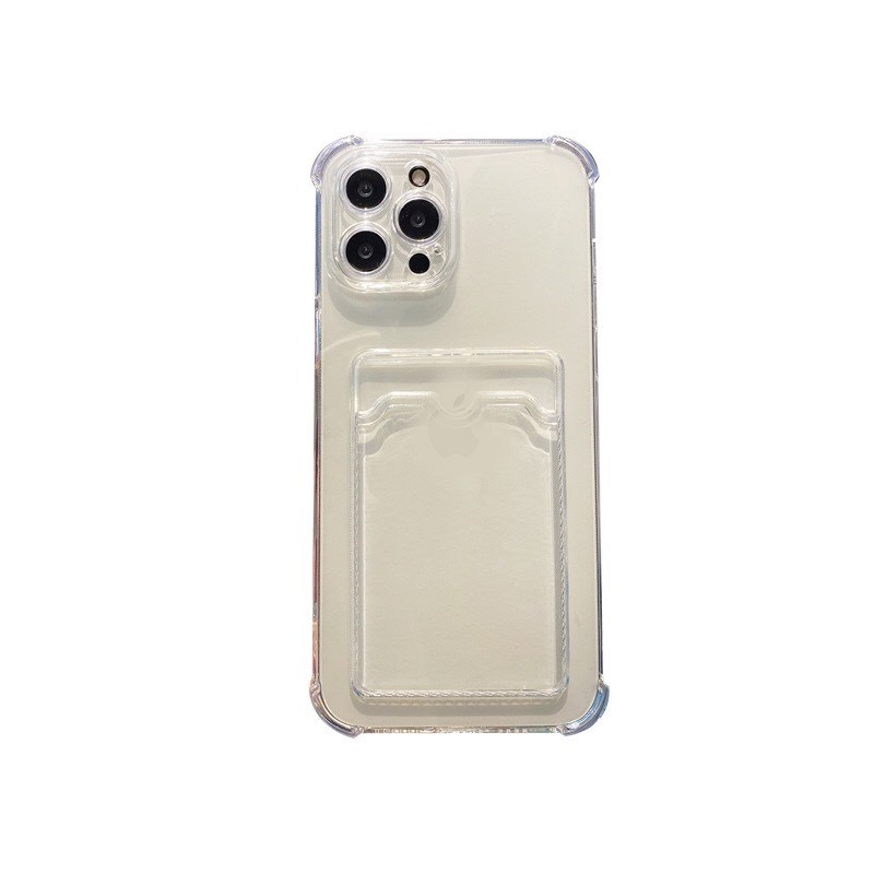 Ốp Điện Thoại Dẻo Trong Suốt Chống Sốc viền vuông Có Ngăn Đựng Thẻ Cho iP 14 / 15 15 Pro 15 Plus 15 Promax 6,6Plus,7,7Plus, X, XsMax, 11/11Pro, 11ProMax, 12/12 Pro, 12ProMax, 13ProMax.