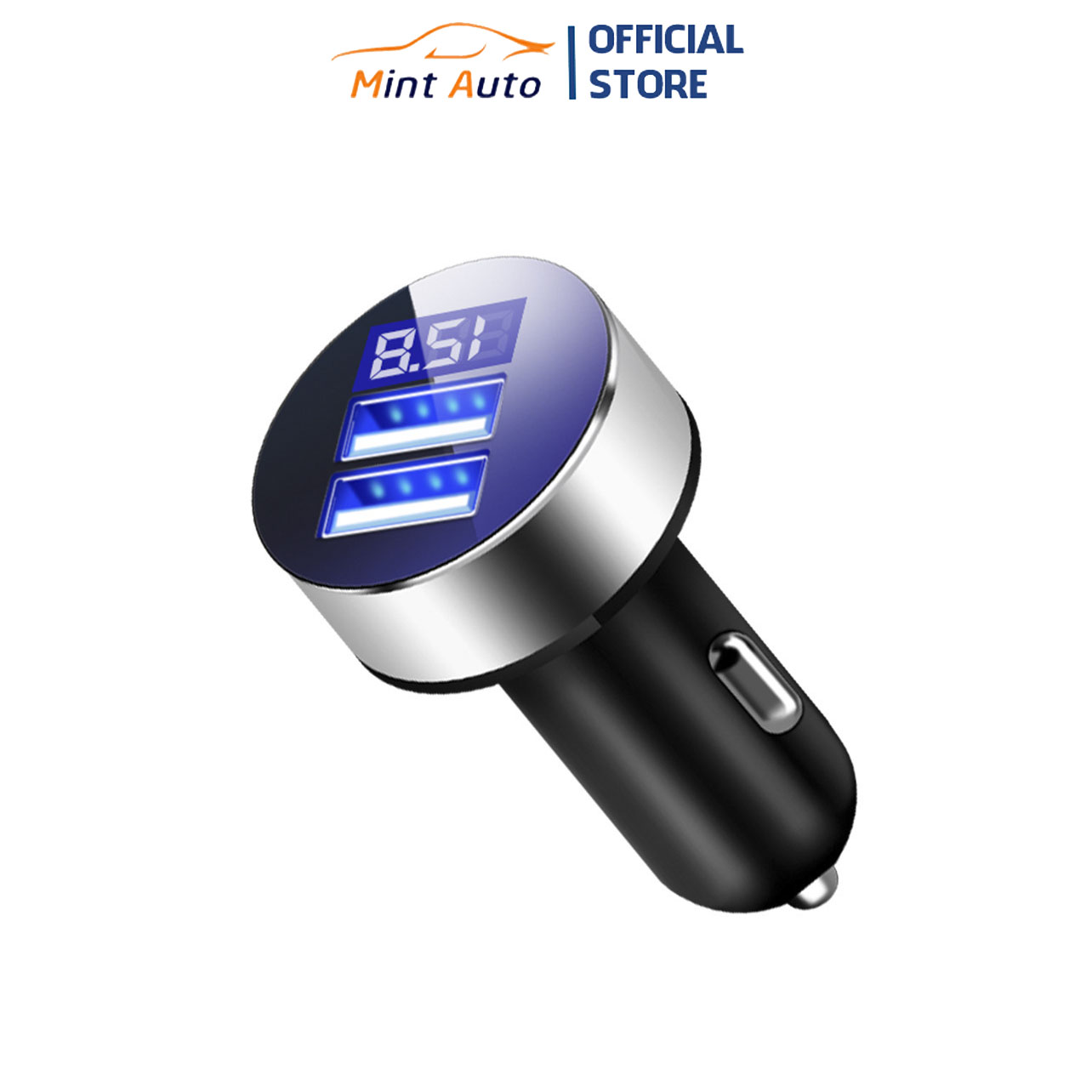 Tẩu sạc ô tô siêu nhanh 2 cổng USB có đèn LED báo điện áp ắc quy