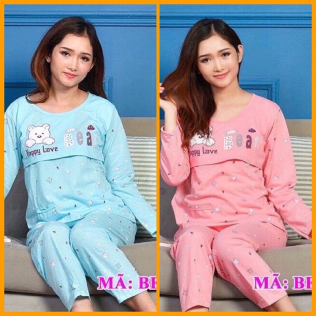 Đồ Bộ sau sinh hình gấu bear mở nắp cho bé bú