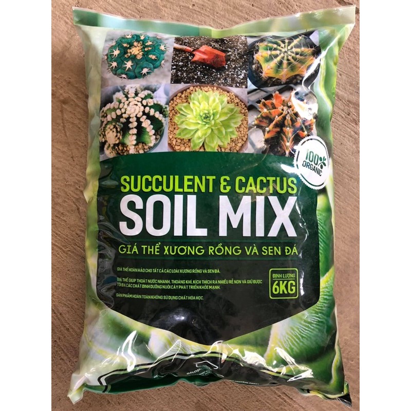 Soil Mix - Giá thể trồng sen đá, xương rồng, cây kiểng lá cao cấp bao 6kg