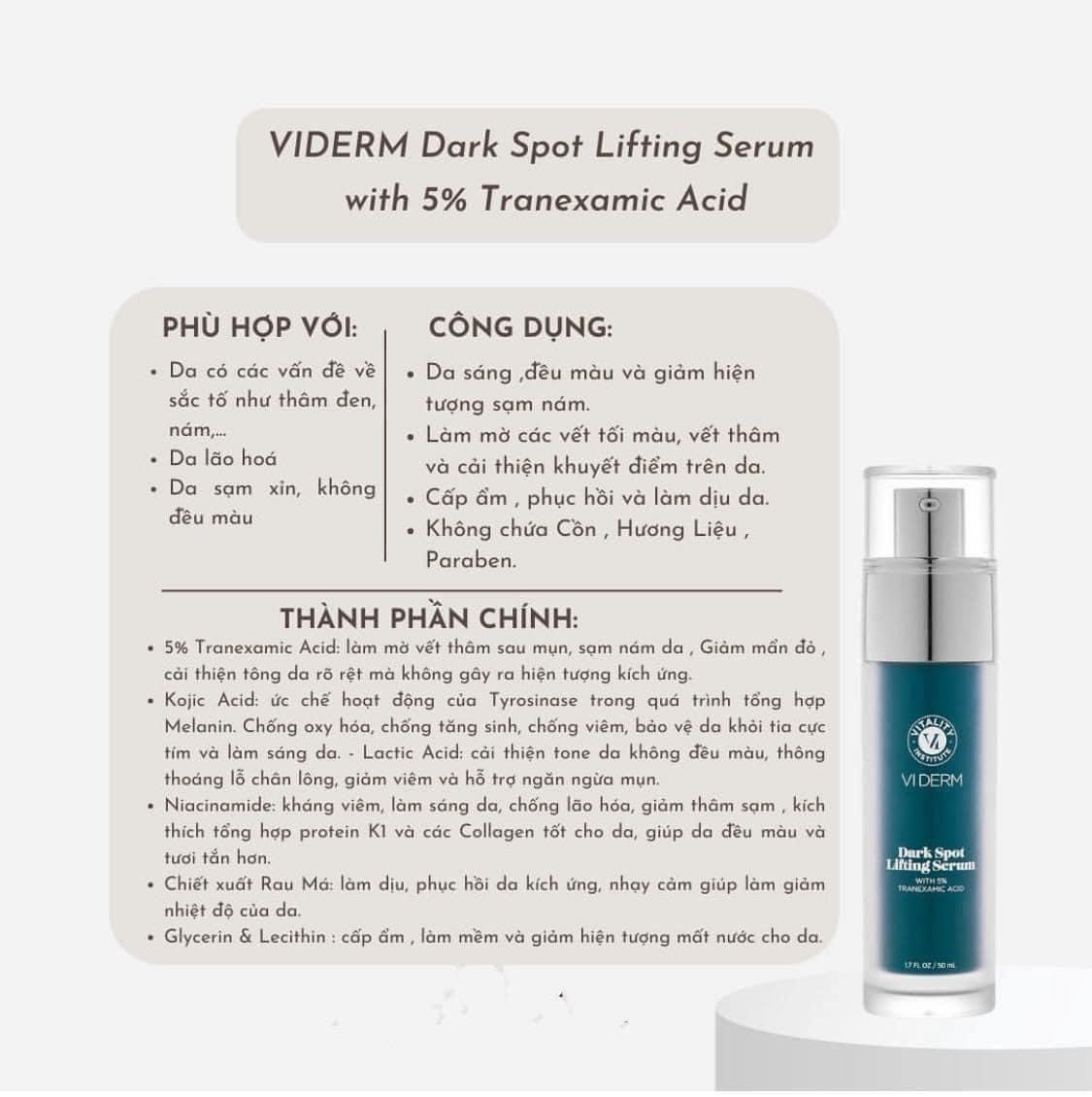 Tinh chất VIDERM NEW Dark Spot Lifting Serum with 5% Tranexamic Acid |  Lazada.vn