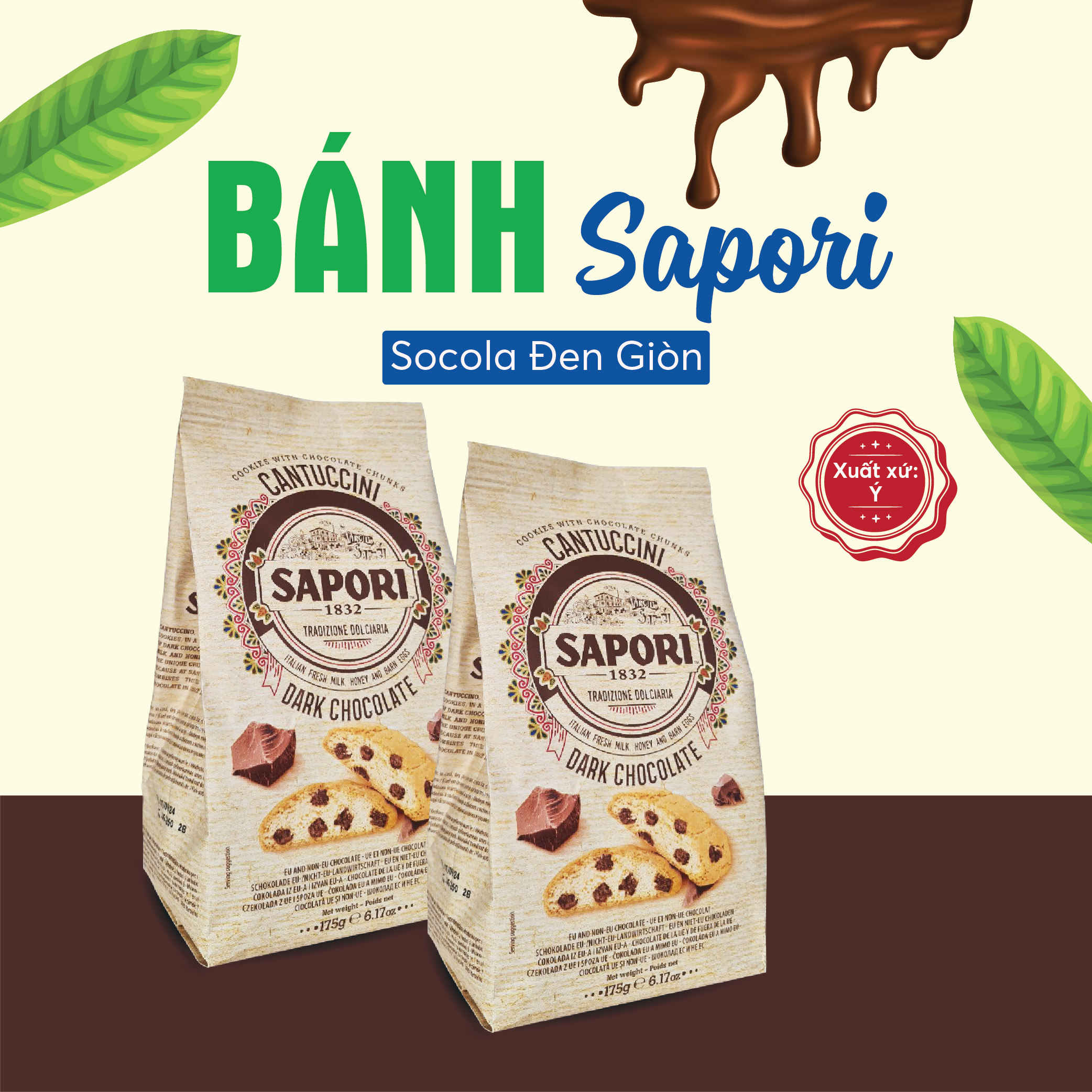 Bánh Quy Socola Đen Giòn Sapori