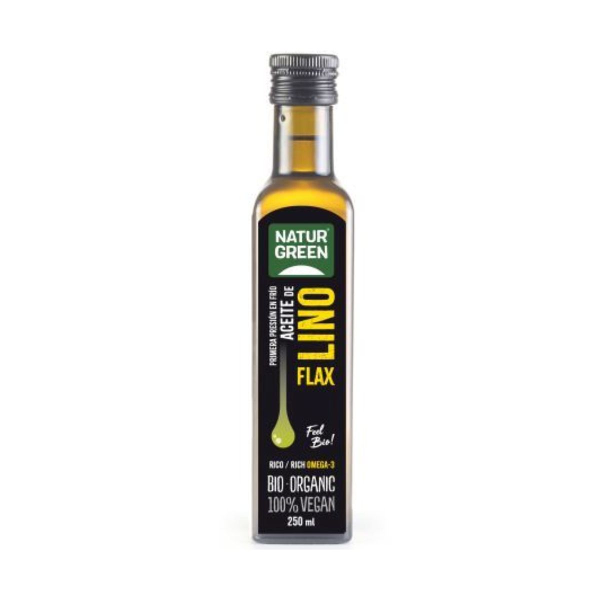 Dầu hạt lanh hữu cơ ép lạnh nguyên chất 250ml (enerBio - NaturGreen)