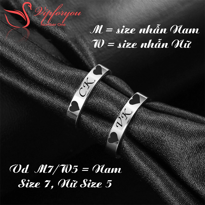 Nhẫn cặp đôi VK-CK  ĐẸP  & Ý NGHĨA - số lượng 02 chiếc