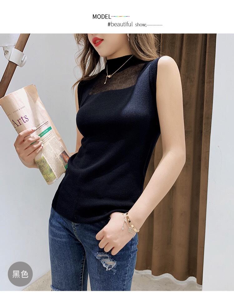 [HCM]Áo thun len sát nách dệt kim phối màu - hàng quảng châu 1303