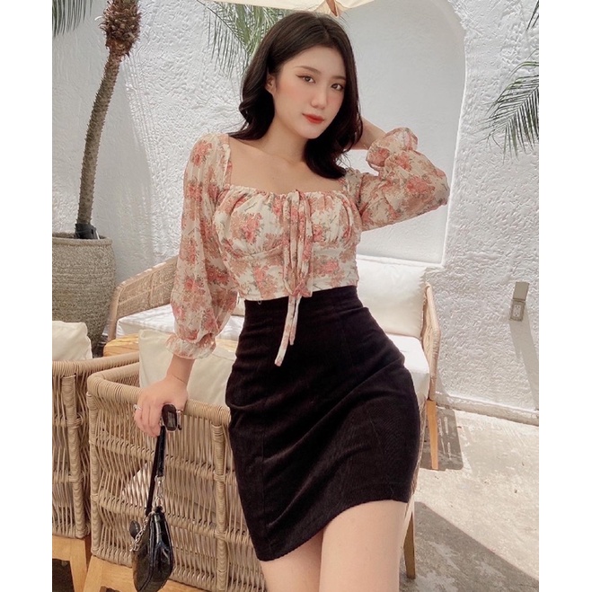 Chân váy chữ a trơn nhung kẻ reverclothings velvet skirt