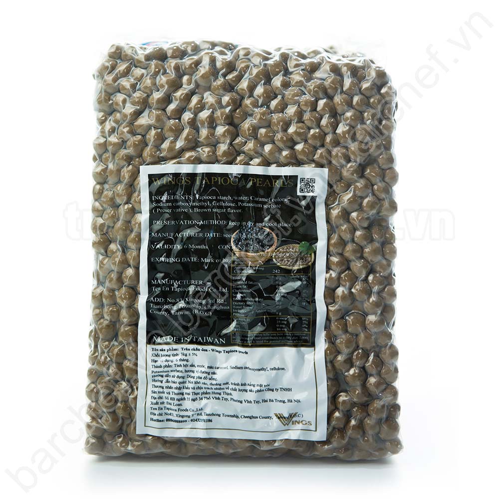 0.5Kg Trân châu đường đen Wings cao cấp (Tách từ bịch 3kg)