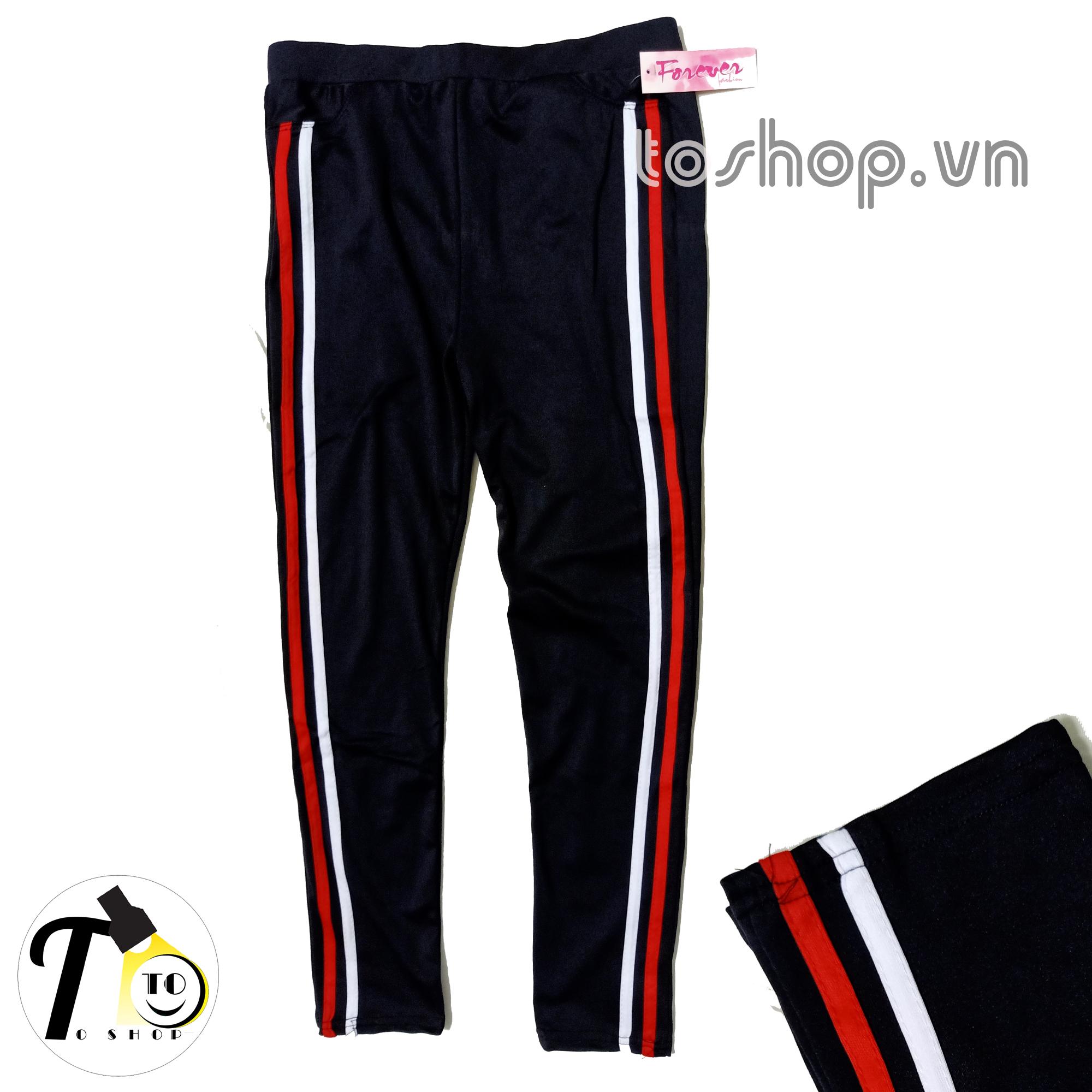 [HCM]Quần Thun Nữ - legging nữ ( 2 sọc trắng đỏ) 2STO2