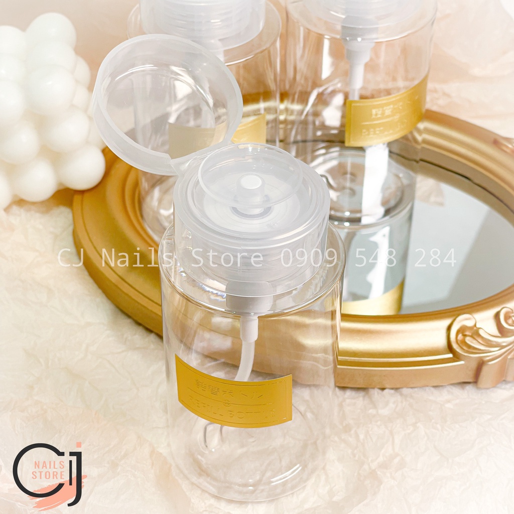 {CJ Nails Store} Bình nhấn đựng dung dịch cồn/acetone cao cấp