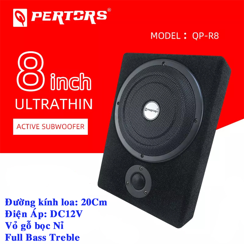 Loa sub gầm ghế ô tô, loa siêu trầm xe hơi, loa sup điện, loa trầm ô tô giá rẻ qp-r8