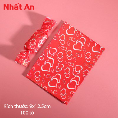 Giấy gói kẹo nougat xoắn TRÁI TIM ĐỎ - 100 tờ