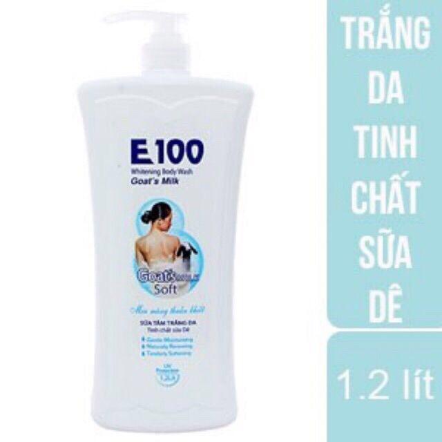 Sữa tắm trắng da E100 Tinh chất sữa dê chai 1,2lít trắng